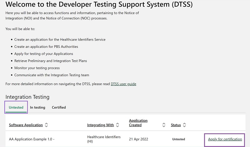 dtss-hi-integration-testing-apply-link