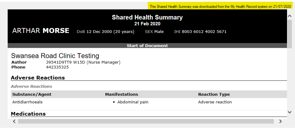 MHR Get Document List and View Document Test Case