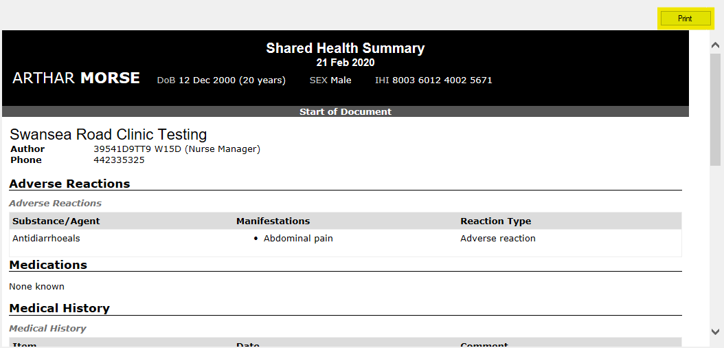 MHR Get Document List and View Document Test Case 019041