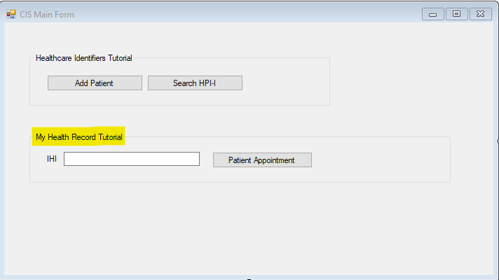 CIS Main Form - My Health Record Tutorial