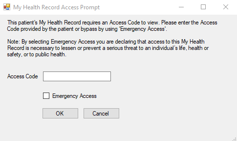 MHR Access Prompt