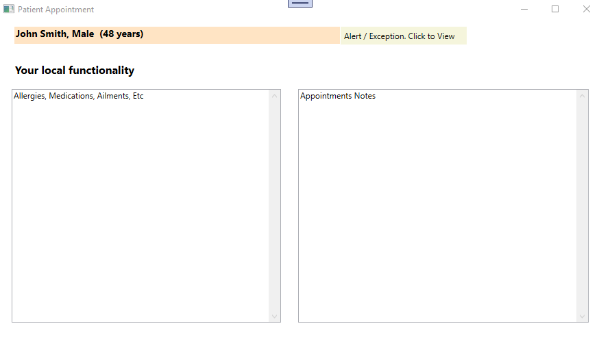 Patient Appointment Screen - Alert