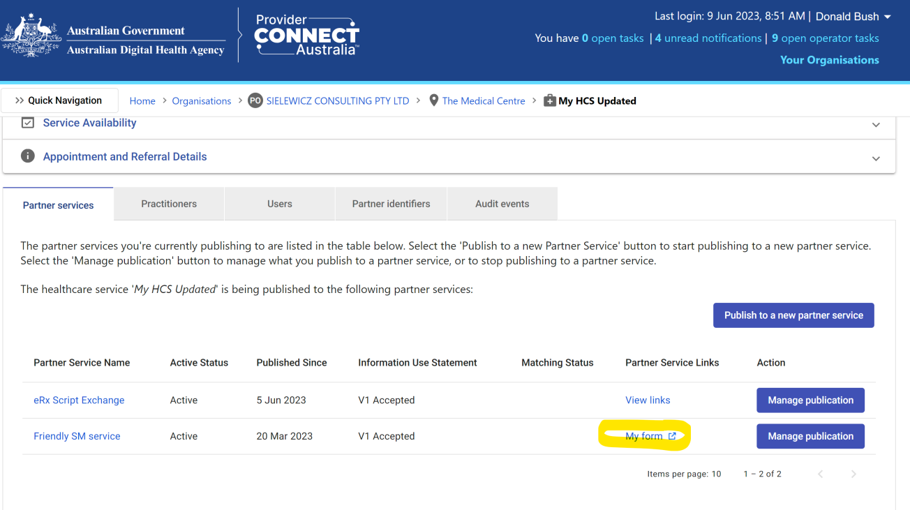 PCA online forms integration portal link configured