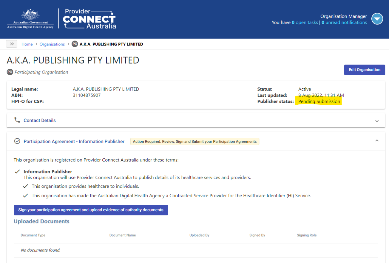 publisher register organisation screenshot 1